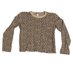 5/$20 Alternative Apparel Leopard Print Cropped Long Sleeve Pocket Tee Size XS
